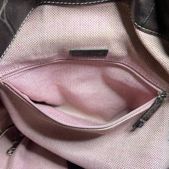 Dooney & Bourke Brown Hobo Chic Croc Embossed Leather Shoulder Bag Handbag Purse - Picture 11 of 15